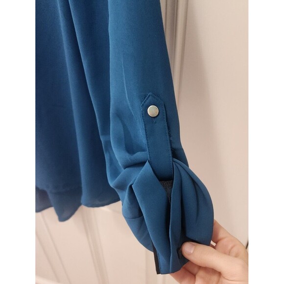 Sheer Green Tunic Top Blouse Long Sleeve Loose Fit l Womens Size Small - Picture 6 of 8